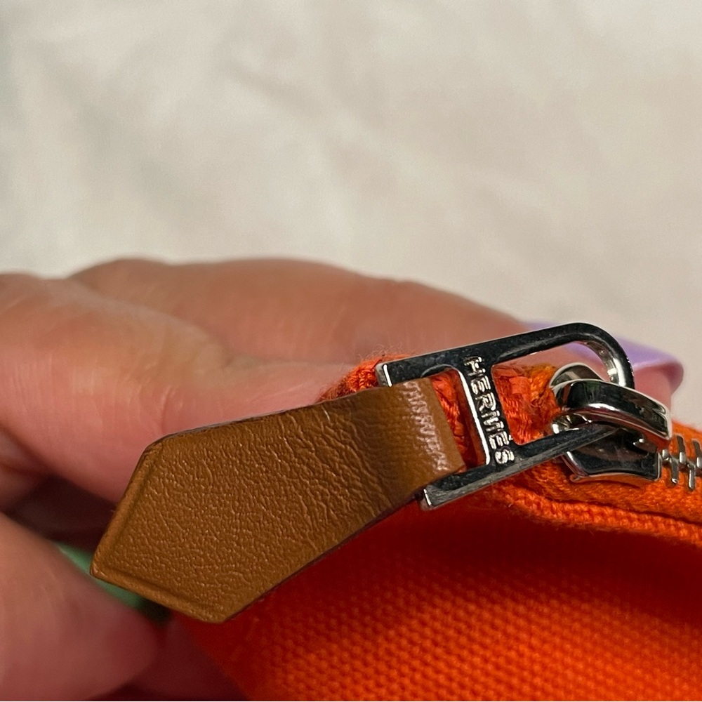 Hermes Orange Bain Flat Canvas Pouch 🧡 - Picture 5 of 13
